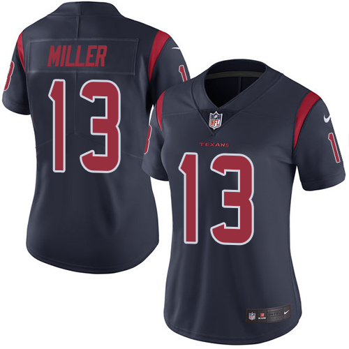 Women's Limited Braxton Miller Nike Jersey Navy Blue - #13 Rush NFL Houston Texans
