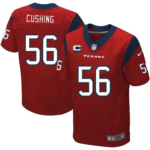 Men's Elite Brian Cushing C Patch Nike Jersey Red Alternate - #56 NFL Houston Texans