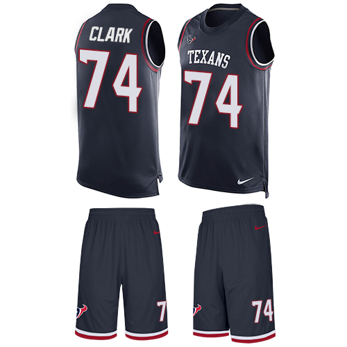 Men's Limited Chris Clark Nike Jersey Navy Blue - #74 Tank Top Suit NFL Houston Texans