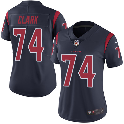 Women's Elite Chris Clark Nike Jersey Navy Blue - #74 Rush NFL Houston Texans