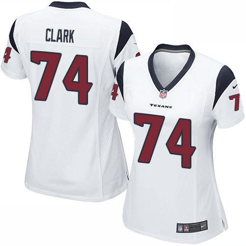 Women's Limited Chris Clark Nike Jersey White Road - #74 NFL Houston Texans