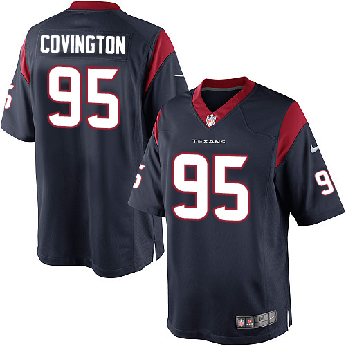 Men's Limited Christian Covington Nike Jersey Navy Blue Home - #95 NFL Houston Texans