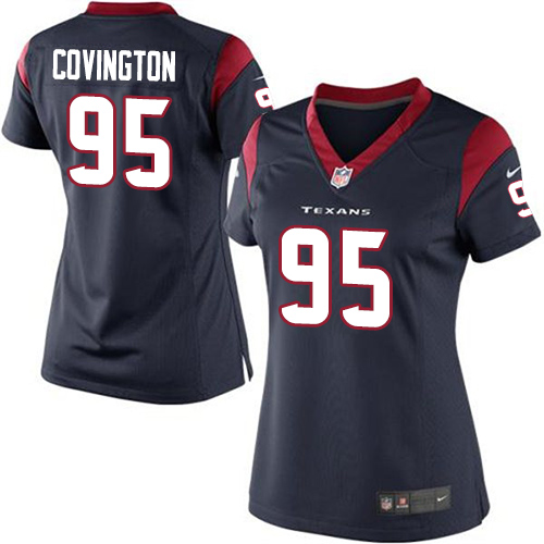 Women's Limited Christian Covington Nike Jersey Navy Blue Home - #95 NFL Houston Texans