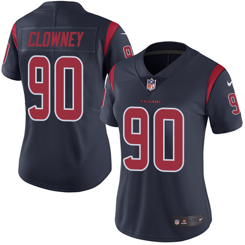 Women's Limited Jadeveon Clowney Nike Jersey Navy Blue - #90 Rush NFL Houston Texans