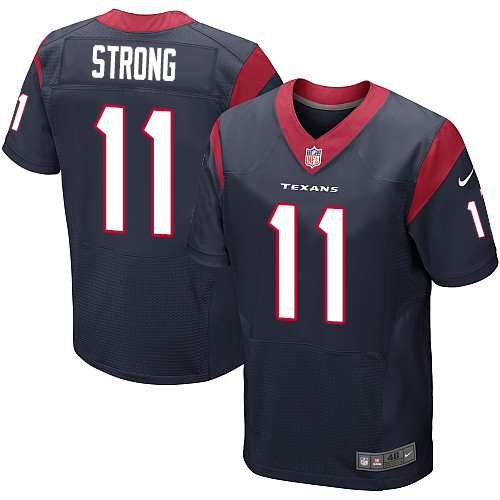 Men's Elite Jaelen Strong Nike Jersey Navy Blue Home - #11 NFL Houston Texans