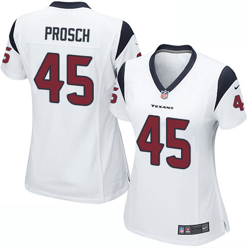 Women's Elite Jay Prosch Nike Jersey White Road - #45 NFL Houston Texans