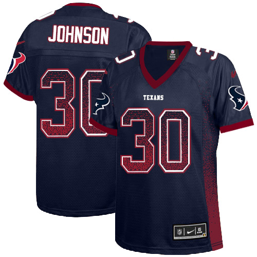 Women's Limited Kevin Johnson Nike Jersey Navy Blue - #30 Drift Fashion NFL Houston Texans