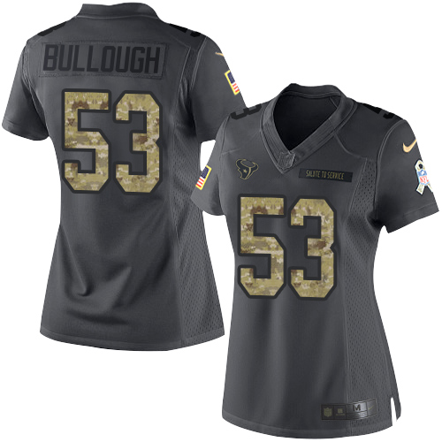 Women's Limited Max Bullough Nike Jersey Black - #53 2016 Salute to Service NFL Houston Texans