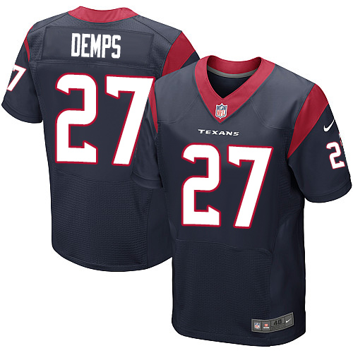 Men's Elite Quintin Demps Nike Jersey Navy Blue Home - #27 NFL Houston Texans