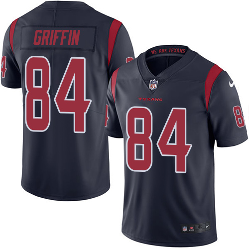 Men's Elite Ryan Griffin Nike Jersey Navy Blue - #84 Rush NFL Houston Texans