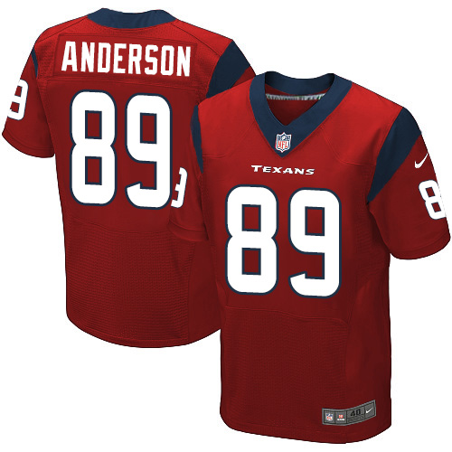 Men's Elite Stephen Anderson Nike Jersey Red Alternate - #89 NFL Houston Texans