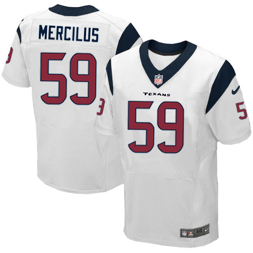 Men's Elite Whitney Mercilus Nike Jersey White Road - #59 NFL Houston Texans
