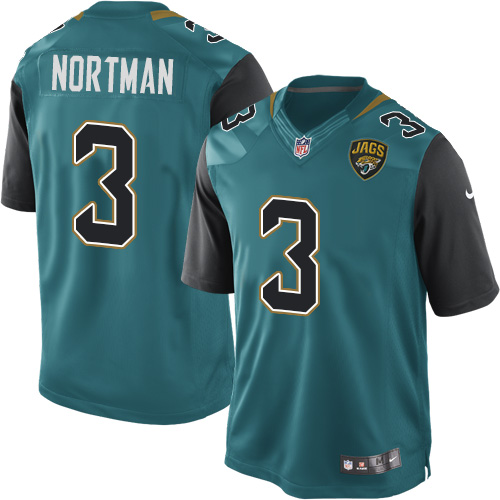 Youth Elite Brad Nortman Nike Jersey Teal Green Home - #3 NFL Jacksonville Jaguars