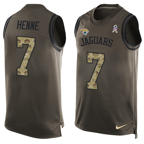 Men's Limited Chad Henne Nike Jersey Green - #7 Salute to Service Tank Top NFL Jacksonville Jaguars