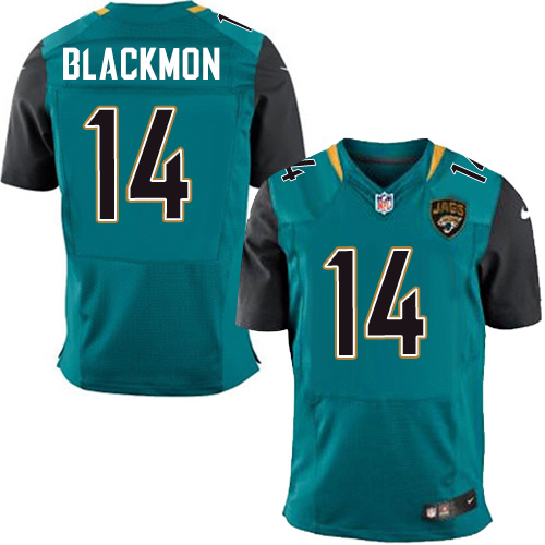 Men's Elite Justin Blackmon Nike Jersey Teal Green Home - #14 NFL Jacksonville Jaguars