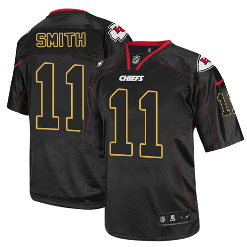 Men's Elite Alex Smith Nike Jersey Lights Out Black - #11 NFL Kansas City Chiefs