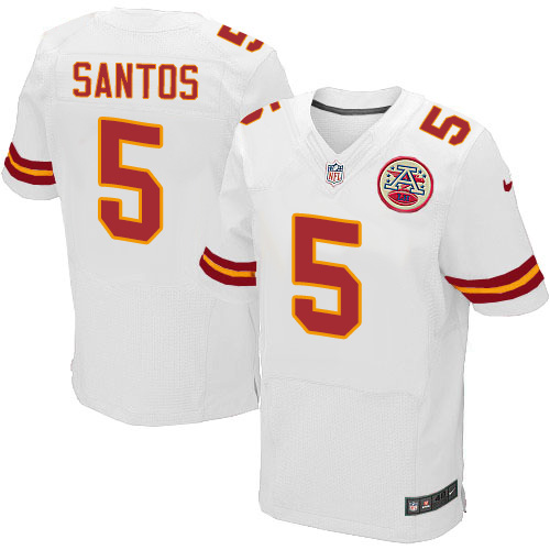 Men's Elite Cairo Santos Nike Jersey White Road - #5 NFL Kansas City Chiefs