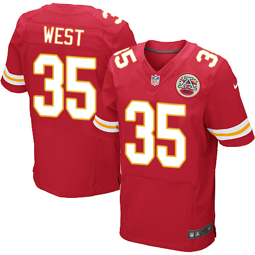Men's Elite Charcandrick West Nike Jersey Red Home - #35 NFL Kansas City Chiefs