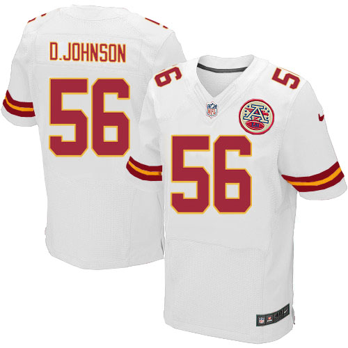 Men's Elite Derrick Johnson Nike Jersey White Road - #56 NFL Kansas City Chiefs