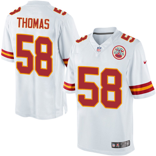 Men's Limited Derrick Thomas Nike Jersey White Road - #58 NFL Kansas City Chiefs