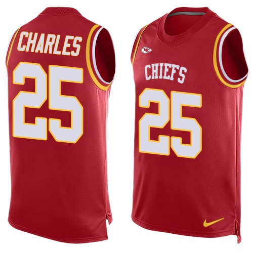 Men's Limited Jamaal Charles Nike Jersey Red - #25 Player Name & Number Tank Top NFL Kansas City Chiefs