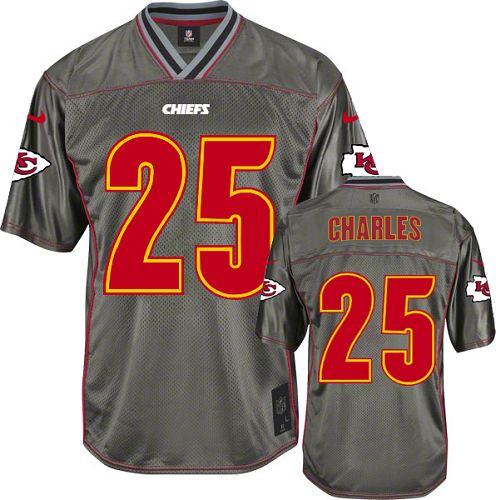 Men's Elite Jamaal Charles Nike Jersey Grey - #25 Vapor NFL Kansas City Chiefs