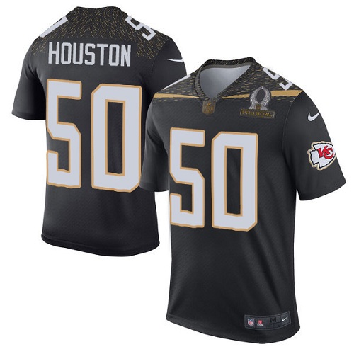 Men's Elite Justin Houston Nike Jersey Black - #50 Team Irvin 2016 Pro Bowl NFL Kansas City Chiefs