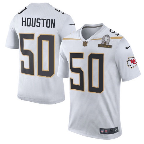 Men's Elite Justin Houston Nike Jersey White - #50 Team Rice 2016 Pro Bowl NFL Kansas City Chiefs