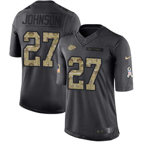 Youth Limited Larry Johnson Nike Jersey Black - #27 2016 Salute to Service NFL Kansas City Chiefs