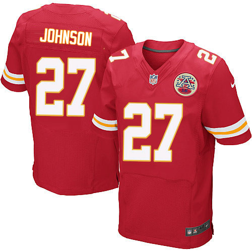 Men's Elite Larry Johnson Nike Jersey Red Home - #27 NFL Kansas City Chiefs