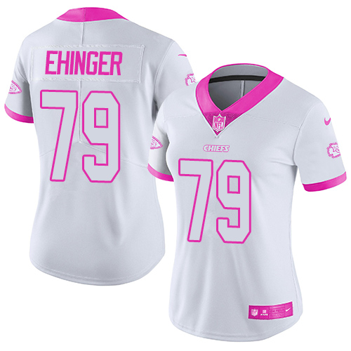 Women's Limited Parker Ehinger Nike Jersey White/Pink - #79 Rush Fashion NFL Kansas City Chiefs