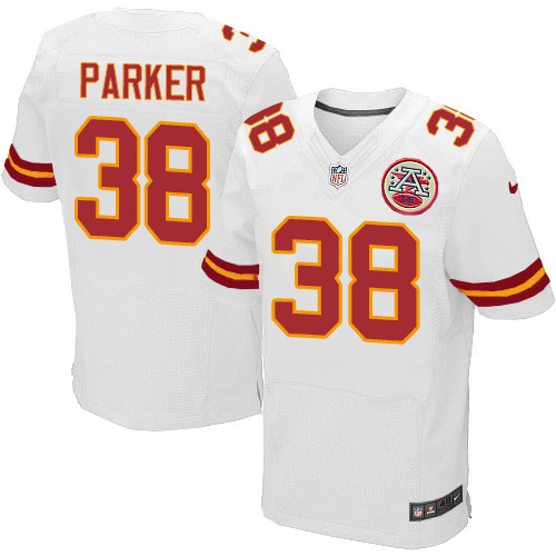 Men's Elite Ron Parker Nike Jersey White Road - #38 NFL Kansas City Chiefs