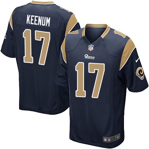 Men's Game Case Keenum Nike Jersey Navy Blue Home - #17 NFL Los Angeles Rams