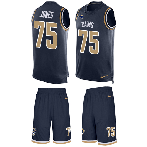 Men's Limited Deacon Jones Nike Jersey Navy Blue - #75 Tank Top Suit NFL Los Angeles Rams