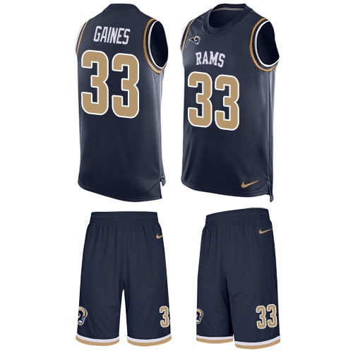 Men's Limited E.J. Gaines Nike Jersey Navy Blue - #33 Tank Top Suit NFL Los Angeles Rams
