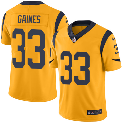Men's Limited E.J. Gaines Nike Jersey Gold - #33 Rush NFL Los Angeles Rams