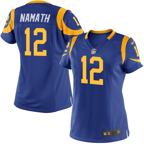 Women's Elite Joe Namath Nike Jersey Royal Blue Alternate - #12 NFL Los Angeles Rams