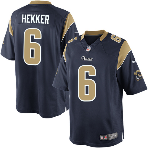 Men's Limited Johnny Hekker Nike Jersey Navy Blue Home - #6 NFL Los Angeles Rams
