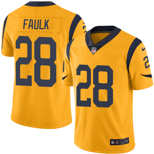 Men's Limited Marshall Faulk Nike Jersey Gold - #28 Rush NFL Los Angeles Rams