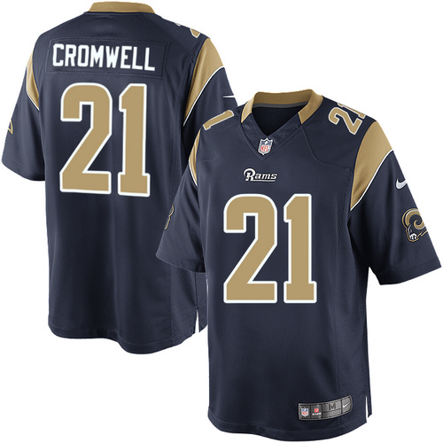 Men's Limited Nolan Cromwell Nike Jersey Navy Blue Home - #21 NFL Los Angeles Rams