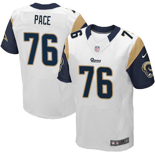 Men's Elite Orlando Pace Nike Jersey White Road - #76 NFL Los Angeles Rams
