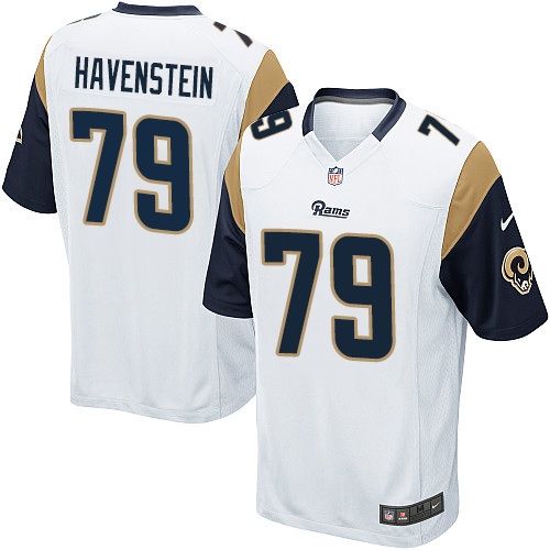 Men's Game Rob Havenstein Nike Jersey White Road - #79 NFL Los Angeles Rams