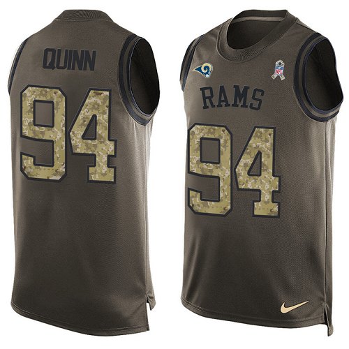 Men's Limited Robert Quinn Nike Jersey Green - #94 Salute to Service Tank Top NFL Los Angeles Rams