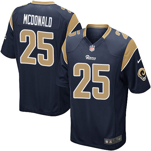 Men's Game T.J. McDonald Nike Jersey Navy Blue Home - #25 NFL Los Angeles Rams