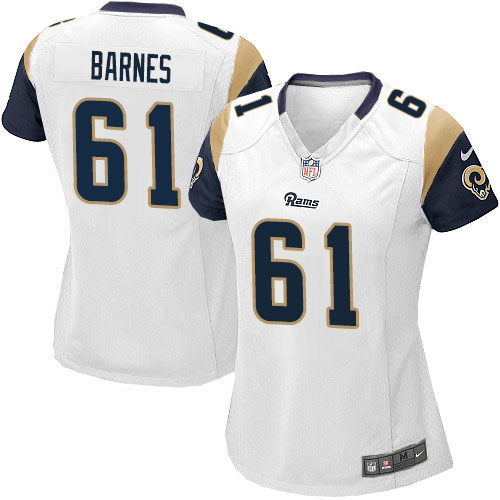 Women's Limited Tim Barnes Nike Jersey White Road - #61 NFL Los Angeles Rams