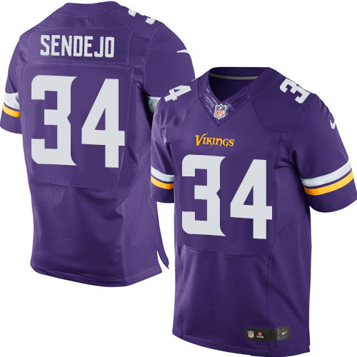 Men's Elite Andrew Sendejo Nike Jersey Purple Home - #34 NFL Minnesota Vikings