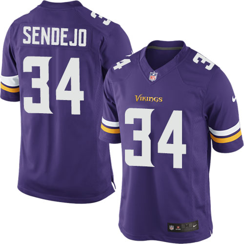 Men's Limited Andrew Sendejo Nike Jersey Purple Home - #34 NFL Minnesota Vikings