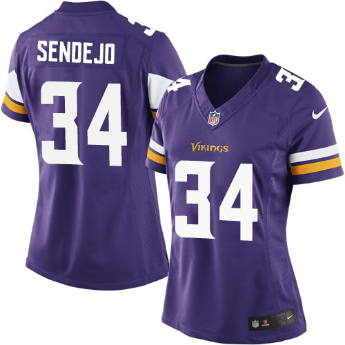 Women's Limited Andrew Sendejo Nike Jersey Purple Home - #34 NFL Minnesota Vikings