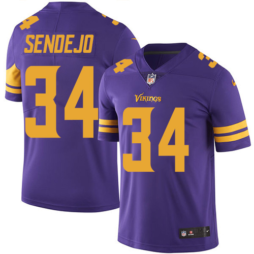 Youth Elite Andrew Sendejo Nike Jersey Purple - #34 Rush NFL Minnesota Vikings