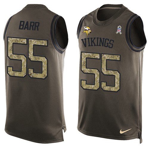 Men's Limited Anthony Barr Nike Jersey Green - #55 Salute to Service Tank Top NFL Minnesota Vikings